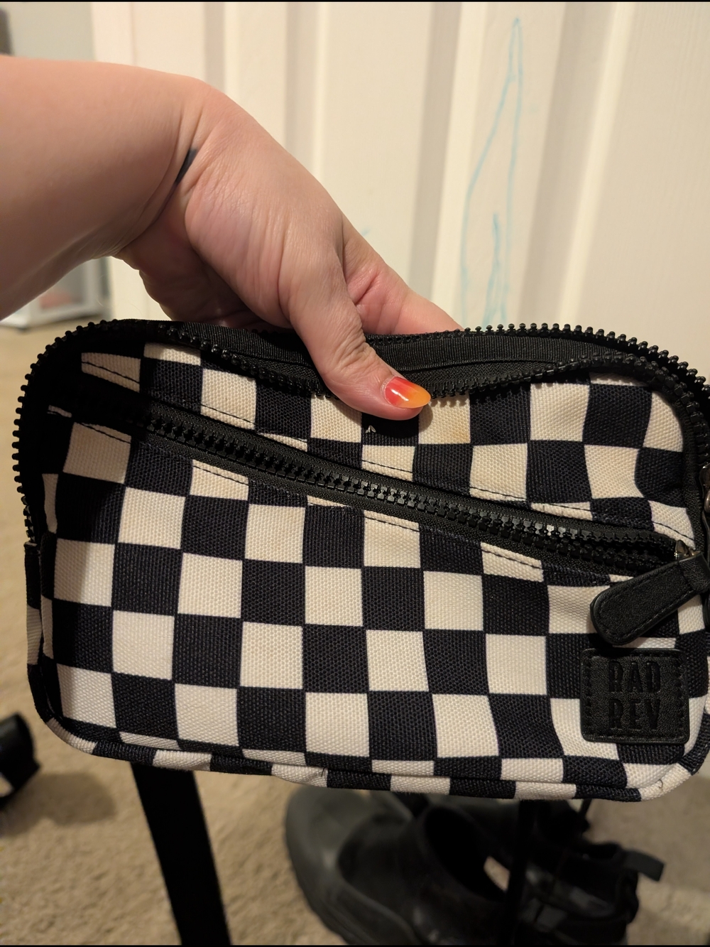Black & White Checkerboard Crossbody Bag - Bad Rev